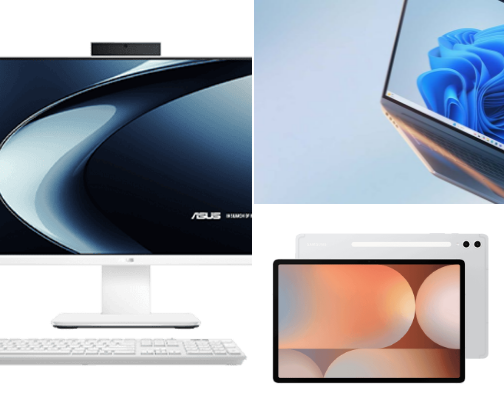 Desktop computers/ laptops tablets and accessories cover photo collage