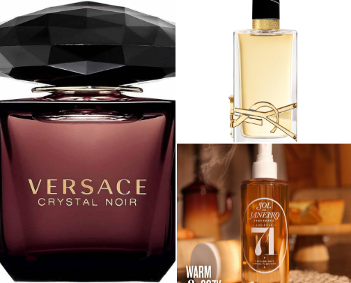 Body mists and parfumes cover photo collage