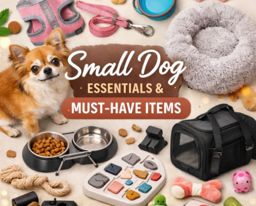Small Dog Essentials Pet Owners Love cover photo collage