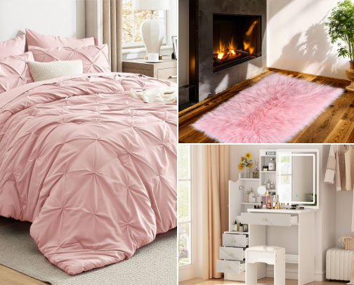 A Pink Girly's Room & Car cover photo collage