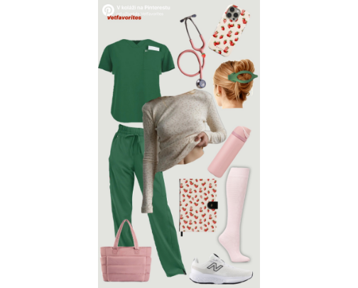 Clinic outfit inspiration, green strawberry 🍓 cover photo collage