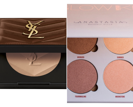 Bronzers and highlighters cover photo collage