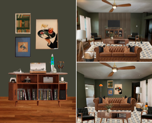 Mid-century modern Moody living room cover photo collage