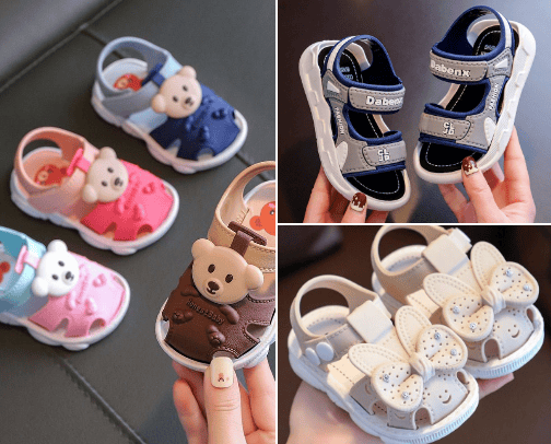 Slippers and shoes for baby and children cover photo collage