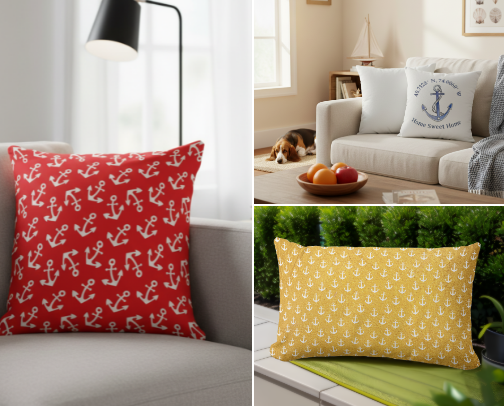 Decorative Anchor Pillows cover photo collage
