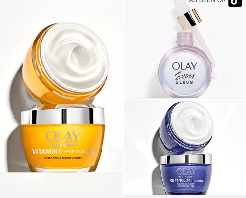 Olay face cream's & serums( bestsellers)+ gift sets cover photo collage