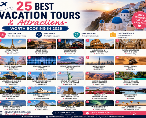 25 Best Vacation Tours & Attractions Worth Booking in 2026 🌍 cover photo collage