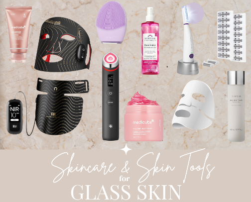 Glass Skin Glow: Skincare & Tools That Transform cover photo collage