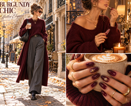 Burgundy Knit & Charcoal Wide-Leg Fall Capsule 2026 cover photo collage
