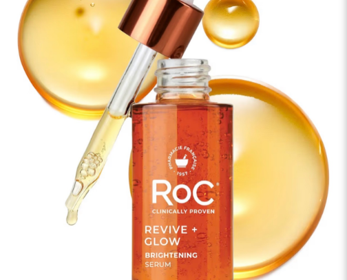 RoC Revive + Glow has Vitamin C + peptides + antioxidants, cover photo collage