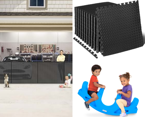 Garage playroom cover photo collage