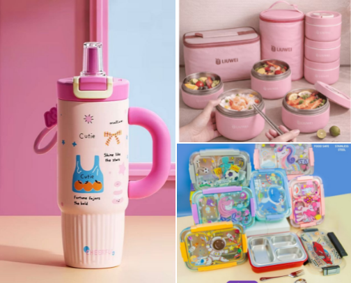 Back to School Essentials for Kids: Cute Lunch Boxes, Water Bottles & School Supplies cover photo collage