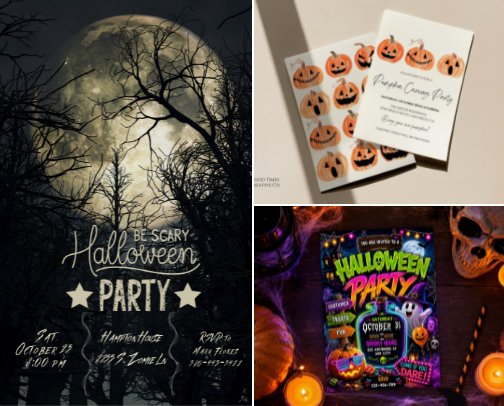 Halloween invitation template cover photo collage