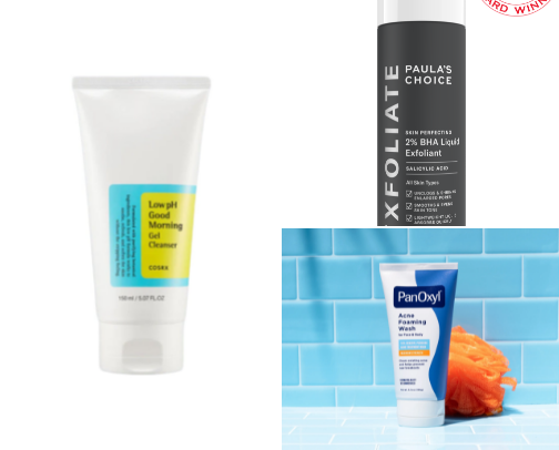 Acne-safe skincare cover photo collage