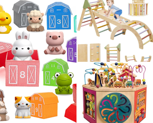 Toys that my toddler returns to cover photo collage
