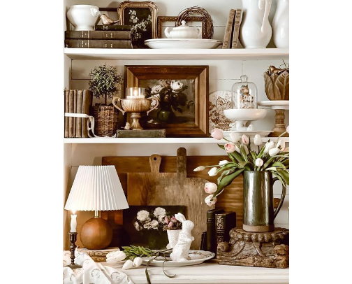 Modern Vintage Shelf Decor cover photo collage