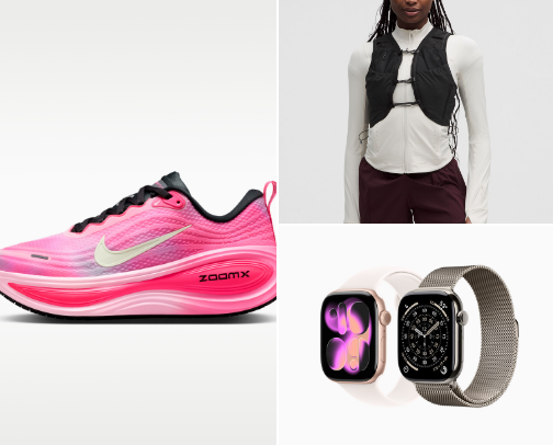 Beginner running girly essentials 🌸 cover photo collage