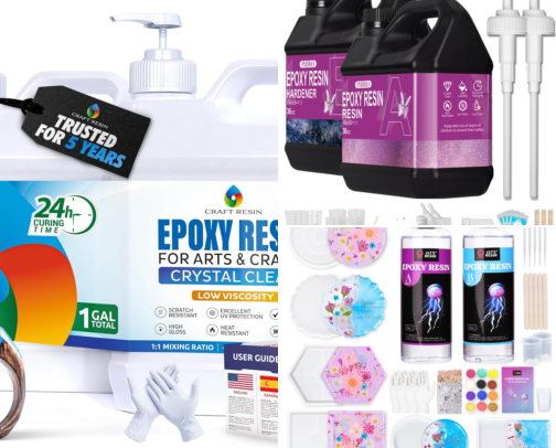 Resin Art & Epoxy Crafts: 18 Bestsellers for Glossy Creations ✨ cover photo collage