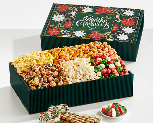Christmas popcorn tins cover photo collage