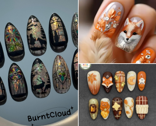 Fall nail sets: Cottage Core, Boho, Nature, Witchy, Goth, Fairy cover photo collage