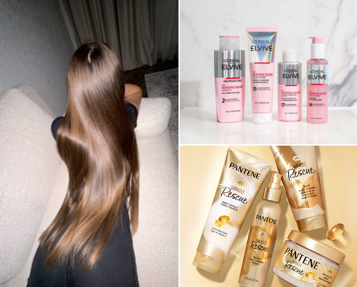 SHINIEST hair EVER - AFFORDABLE products for GREASY scalp, but DRY hair 🫧 cover photo collage