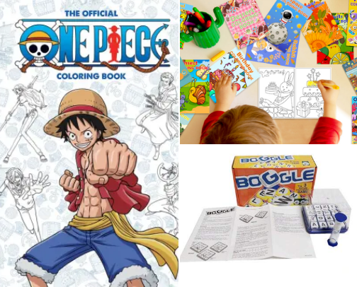 Children's storybooks and activity fun board games for family cover photo collage