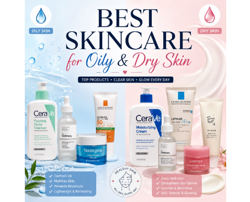 Best Skincare for Oily & Dry Skin cover photo collage