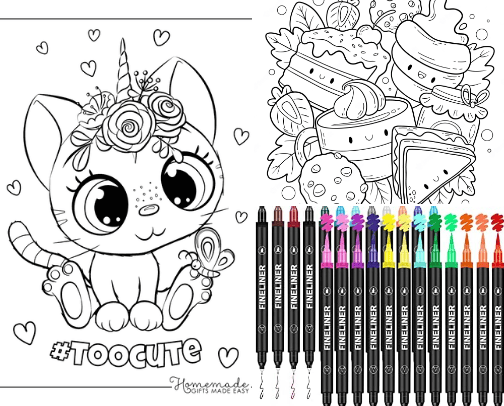 Coloring pages and pencils cover photo collage