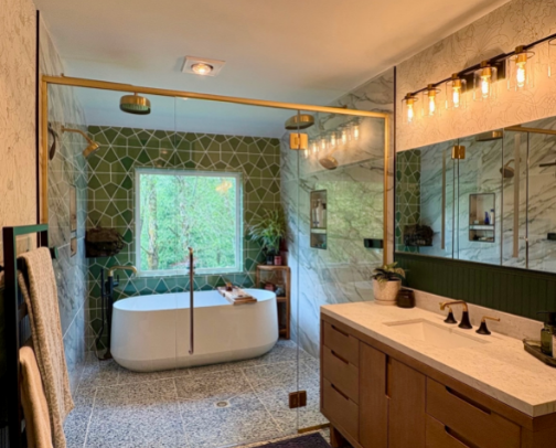 Primary Bathroom Wet Room Transformation cover photo collage