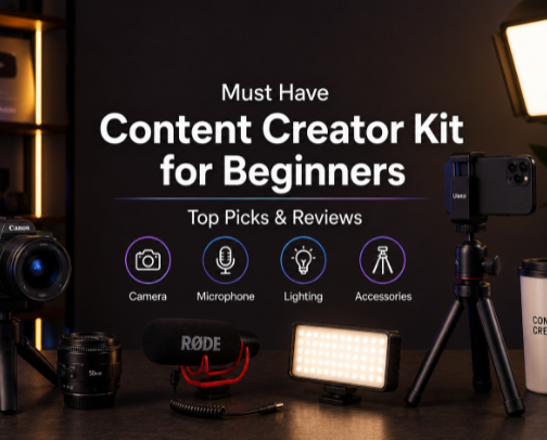 Must-Have Content Creator Kit for Beginners (TikTok, YouTube & Reels) cover photo collage