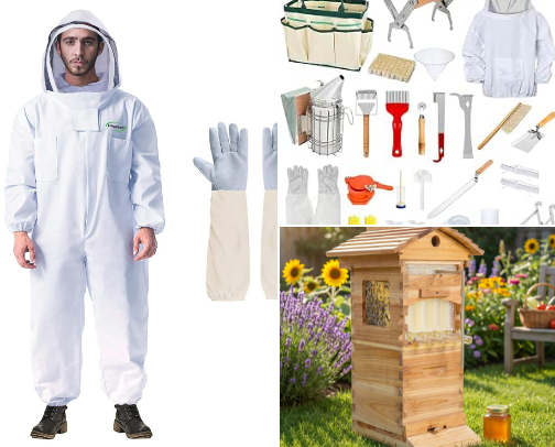 Beekeeping Essentials for Beginners 🐝🍯 cover photo collage