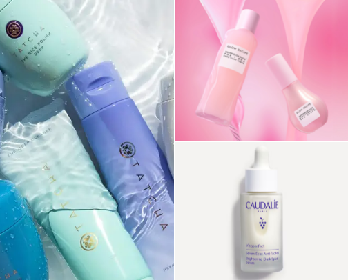 Top trending skincare products cover photo collage