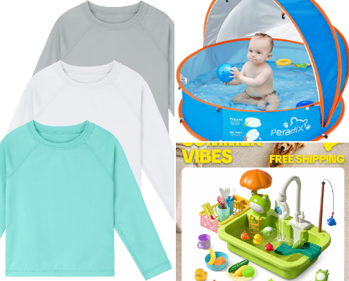 Baby summer must have’s!!☀️⛱️🌊 cover photo collage