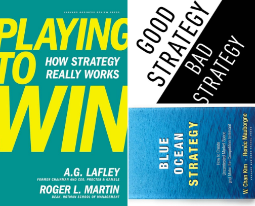 Strategy & Implementation Books cover photo collage