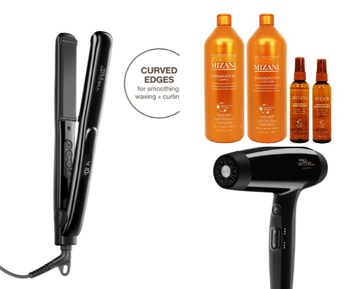 Products & Tools I use as a licensed cosmetologist for flat ironing natural hair, also known as a silk press. cover photo collage