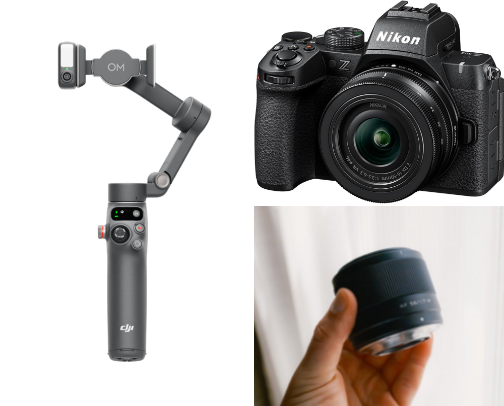 Camera accessories cover photo collage