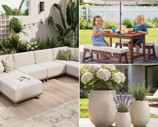 Modern Outdoor Patio Furniture & Decor Ideas cover photo collage