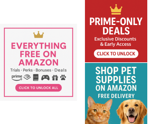 Everything 100% Free on Amazon: Trials, Deals, Perks & More cover photo collage
