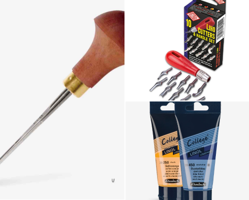 Printmaking supplies cover photo collage