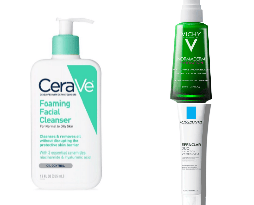 Morning and night rutine products to remove acne (oily skin type) cover photo collage