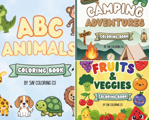 Sav Coloring Co Coloring Books cover photo collage