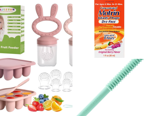 teething survival kit!! cover photo collage