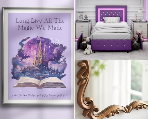 Enchanting Purple & Gold Bedroom Inspo for Young Girl/Teens cover photo collage