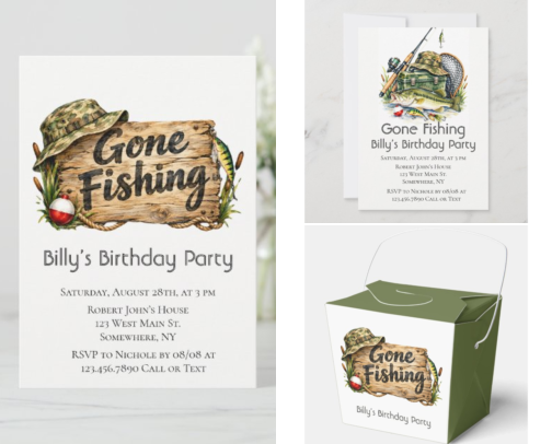 Gone Fishing Birthday Party cover photo collage