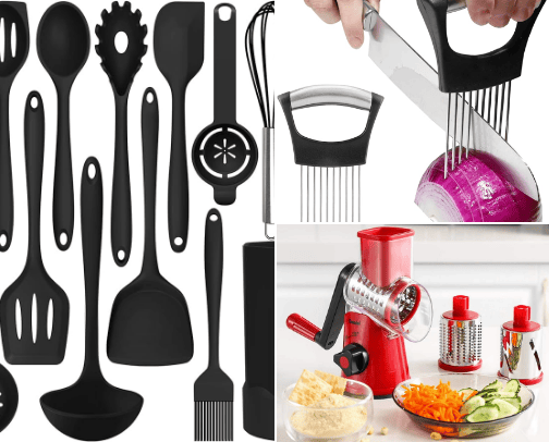 Cooking and kitchen tools cover photo collage