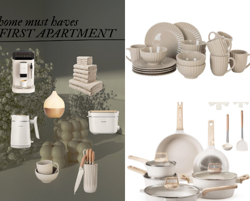 Budget-friendly must haves for your first apartment🤍 cover photo collage