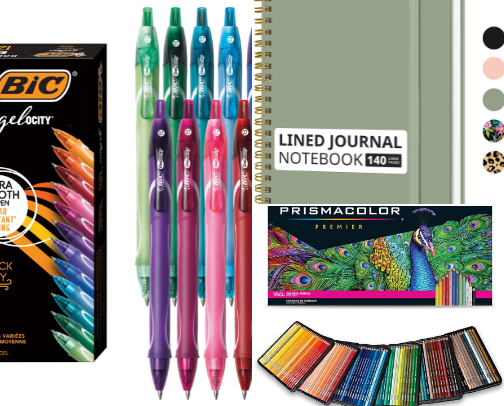 Gear up sale on pens, pencils, and books! cover photo collage
