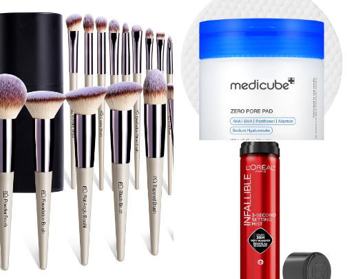 Makeup products cover photo collage