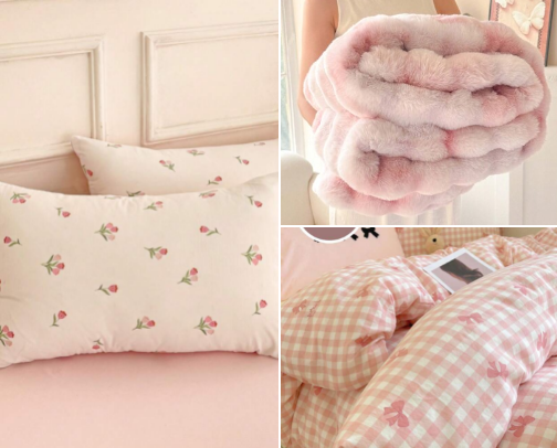 CUTE PILLOW CASE, BLANKETS & BED SHEET (SHEIN EDITION) cover photo collage