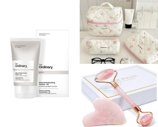 Products for a clean and shiny skin + skincare tools cover photo collage